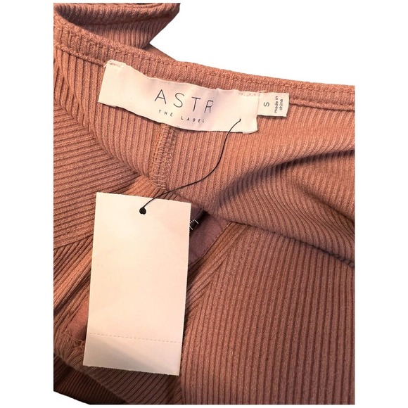 New ASTR The Label Ribbed Long Sleeve Hook Eye Front Bodycon Dress Blush S - Picture 6 of 12